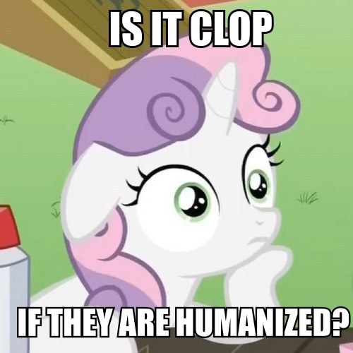 Size: 500x500 | Tagged: caption, clop, derpibooru import, edit, edited screencap, exploitable meme, image macro, meme, obligatory pony, ponyville confidential, question, safe, screencap, solo, sudden clarity sweetie belle, sweetie belle