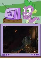 Size: 420x608 | Tagged: derpibooru import, desolation of smaug, exploitable meme, meme, obligatory pony, safe, smaug the golden, spike, the hobbit, tv meme