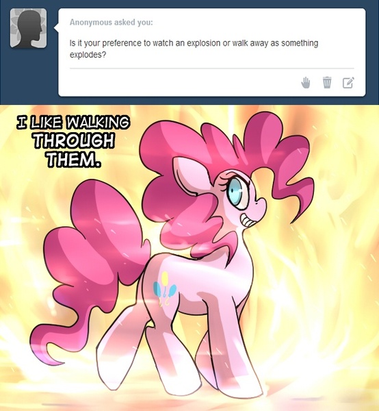 Size: 600x650 | Tagged: artist:uc77, ask hotblooded pinkie, badass, derpibooru import, hotblooded pinkie pie, pinkie pie, safe, seems legit, solo, tumblr