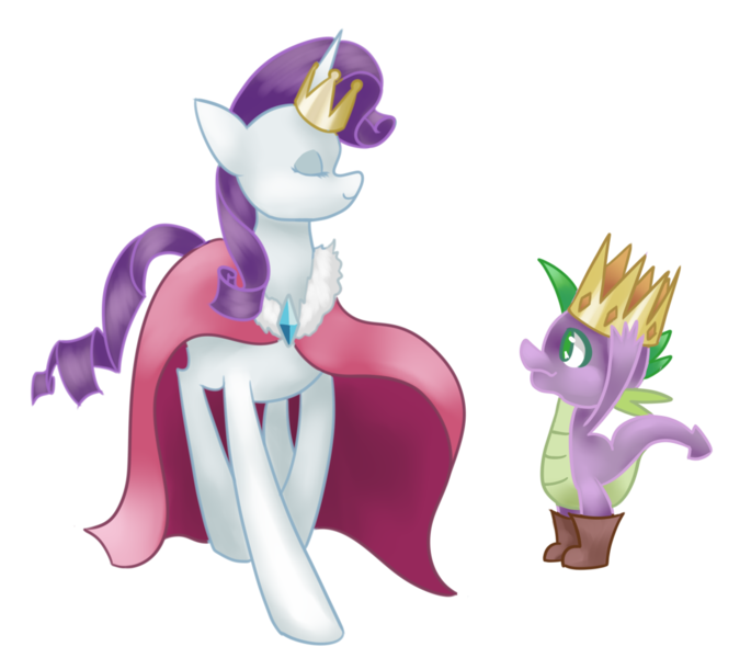 Size: 1100x964 | Tagged: safe, artist:nalenthi, derpibooru import, princess platinum, rarity, spike, crown, female, jewelry, male, regalia, shipping, sparity, straight