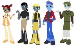 Size: 1024x612 | Tagged: safe, derpibooru import, human, equestria girls, barely pony related, bulkhead, bumblebee, cybertron boys, eqg promo pose set, equestria girls-ified, humanized, optimus prime, parody, prowl, sari sumdac, transformers, transformers animated