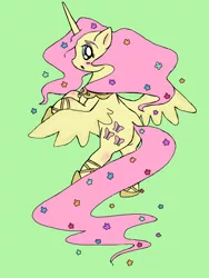 Size: 1024x1365 | Tagged: safe, artist:imperfectpancakes, derpibooru import, fluttershy, alicorn, pony, alicornified, blushing, flower, flower in hair, fluttercorn, race swap, solo