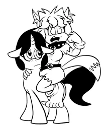 Size: 512x612 | Tagged: artist:pembroke, derpibooru import, jazzy, monochrome, oc, oc:ink blot, riding, safe, unofficial characters only