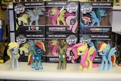 Size: 640x430 | Tagged: safe, derpibooru import, derpy hooves, doctor whooves, fluttershy, rainbow dash, time turner, pegasus, pony, female, funko, mare, photo, that one nameless background pony we all know and love, toy