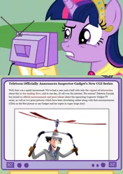 Size: 564x800 | Tagged: safe, derpibooru import, twilight sparkle, twilight sparkle (alicorn), alicorn, pony, exploitable meme, female, inspector gadget, mare, meme, obligatory pony, tv meme