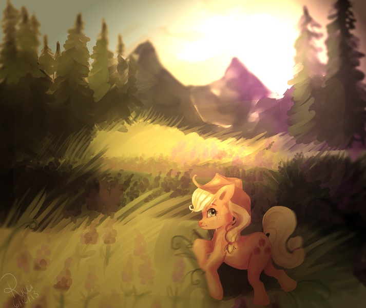 Size: 3534x2974 | Tagged: applejack, artist:presleygirl, crying, derpibooru import, fanfic, safe, scenery, solo, sunset