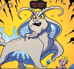 Size: 300x279 | Tagged: artist:andypriceart, derpibooru import, dragon, idw, jerome, male, nyx (moon creatures), official comic, safe, solo focus, speech bubble, spike, spoiler:comic