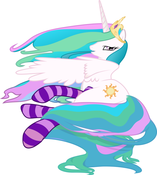 Size: 5158x5765 | Tagged: absurd resolution, artist:mcstalins, artist:theponymuseum, clothes, derpibooru import, princess celestia, socks, solo, striped socks, suggestive, sultry pose