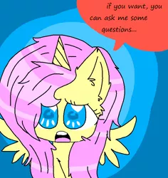 Size: 680x719 | Tagged: safe, artist:litwicks-ghost, derpibooru import, fluttershy, alicorn, pony, ask alicorn fluttershy, alicornified, ask, fluttercorn, race swap, solo, tumblr