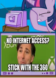 Size: 562x776 | Tagged: derpibooru import, don mattrick, exploitable meme, facehoof, meme, microsoft, obligatory pony, safe, tv meme, twilight sparkle, xbox 360, xbox one