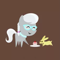 Size: 601x601 | Tagged: safe, artist:haretrinity, derpibooru import, silver spoon, pony, rabbit, animal, cake, food, pointy ponies