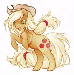 Size: 524x528 | Tagged: applejack, artist:savicorn, derpibooru import, rearing, safe, simple background, solo