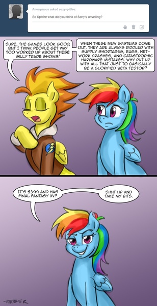 Size: 700x1363 | Tagged: artist:pluckyninja, derpibooru import, rainbow dash, safe, sexy, spitfire, stupid sexy spitfire, tumblr, tumblr:sexy spitfire, wonderbolts