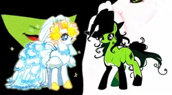 Size: 1500x835 | Tagged: safe, artist:memoneo, derpibooru import, ponified, pony, clothes, elphaba, glinda, hilarious in hindsight, wicked