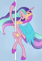 Size: 994x1420 | Tagged: artist:arrkhal, derpibooru import, female, pinklestia, pole dancing, princess celestia, safe, solo, stripper, stripper pole