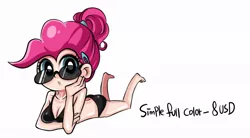 Size: 1000x550 | Tagged: artist:chch, bikini, clothes, derpibooru import, human, humanized, pinkie pie, safe, solo, studentpinkie, swimsuit