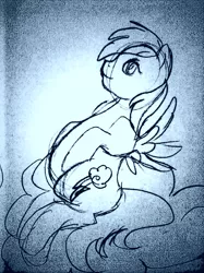 Size: 800x1067 | Tagged: artist:hp-hf, derpibooru import, monochrome, pregnant, rainbow dash, safe, sketch, solo, traditional art