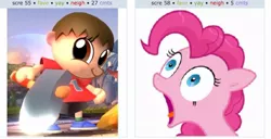 Size: 960x493 | Tagged: animal crossing, crossover, derpibooru, derpibooru import, edit, exploitable meme, juxtaposition, juxtaposition win, meme, meta, nintendo, pinkie pie, safe, super smash bros., super smash bros. 4, villager