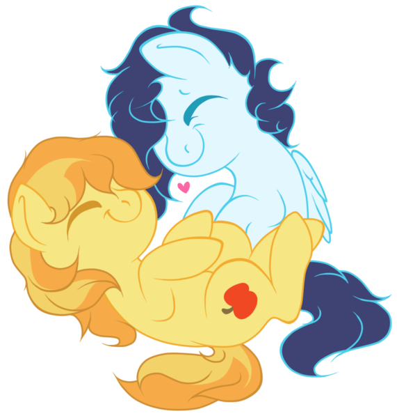 Size: 832x875 | Tagged: safe, artist:legalese, derpibooru import, braeburn, soarin', earth pony, pegasus, pony, chibi, cute, gay, heart, male, shipping, soarburn, stallion