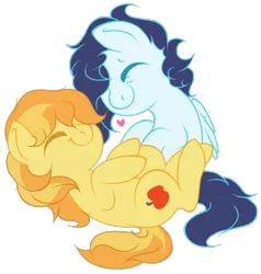 Size: 832x875 | Tagged: safe, artist:legalese, derpibooru import, braeburn, soarin', earth pony, pegasus, pony, chibi, cute, gay, heart, male, shipping, soarburn, stallion