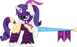 Size: 7000x4278 | Tagged: absurd resolution, armor, artist:xenoneal, derpibooru import, grin, horn, horn ring, jousting, lance, looking back, mask, raised hoof, rarity, reins, ring, safe, simple background, smiling, solo, transparent background, vector, weapon