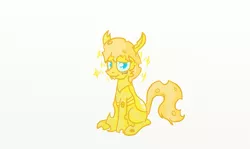 Size: 1511x900 | Tagged: artist:evetssteve, blushing, changeling, colt, derpibooru import, goldling, male, oc, oc:golden brisk, safe, smiling, solo, sparkles, trap, unofficial characters only, yellow changeling