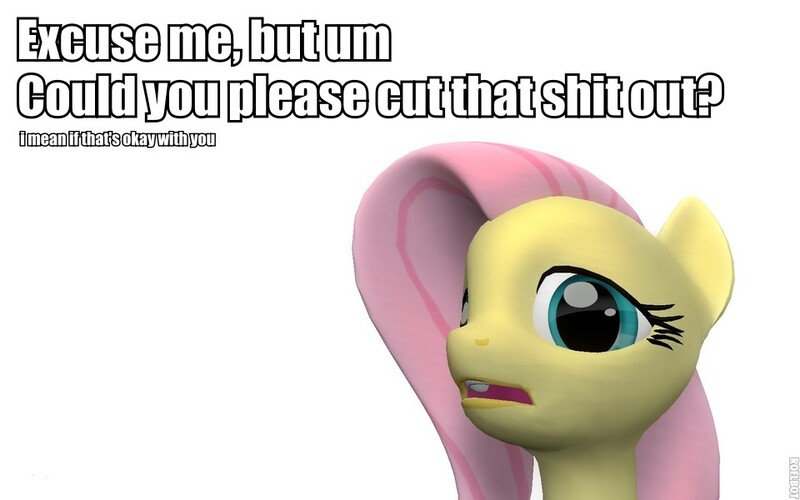 Size: 960x600 | Tagged: 3d, artist:pinkie diane roosevelt phd, derpibooru import, fluttershy, gmod, reaction image, safe, solo, vulgar