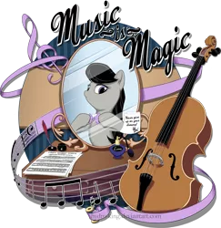 Size: 1430x1470 | Tagged: artist:hydro-king, cello, clef, derpibooru import, mirror, musical instrument, music notes, octavia melody, quill, safe, solo