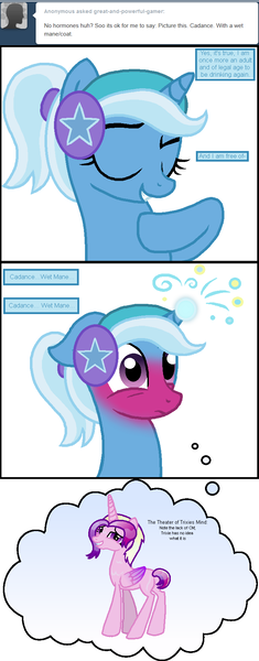 Size: 686x1751 | Tagged: artist:great-and-powerful-gamer, blushing, comic, derpibooru import, female, horn, hornboner, lesbian, princess cadance, suggestive, trixie, tumblr