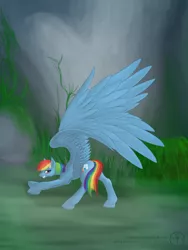 Size: 1200x1600 | Tagged: artist:adalbertus, derpibooru import, impossibly large wings, large wings, rainbow dash, safe, solo, wings