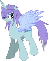 Size: 1127x1419 | Tagged: safe, artist:animayhem, derpibooru import, oc, oc:jackie frost, unofficial characters only, alicorn, pony, alicorn oc, horn, ice, solo, wings