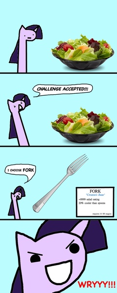 Size: 800x2000 | Tagged: artist:wollap, comic, derpibooru import, dio brando, food, fork, jojo's bizarre adventure, safe, salad, twilight sparkle, wryyy