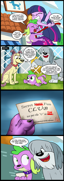 Size: 713x2000 | Tagged: suggestive, artist:madmax, derpibooru import, spike, twilight sparkle, dog, equestria girls, equestria girls (movie), abuse, comic, crossover, crowbar, imminent rape, imminent sex, implied rape, lucky smarts, niblet, pound puppies, resident evil, secret butt fun, spike the dog, spikeabuse, umbrella corporation
