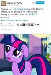 Size: 514x760 | Tagged: safe, derpibooru import, flash sentry, twilight sparkle, equestria girls, equestria girls (movie), season 4, crying, female, flashlight, lies, male, meghan mccarthy, meta, sad, shipping, straight, twitter