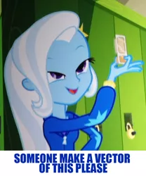 Size: 750x900 | Tagged: safe, derpibooru import, trixie, equestria girls, equestria girls (movie), crackers, exploitable meme, food, handi-snack, look what trixie found, meme, peanut butter, peanut butter crackers, request, solo, that human sure does love peanut butter crackers, vector