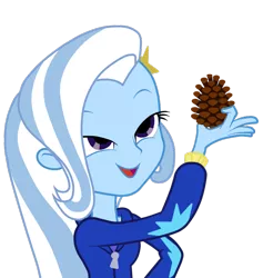 Size: 746x786 | Tagged: safe, artist:kressio, derpibooru import, edit, trixie, equestria girls, equestria girls (movie), exploitable meme, look what trixie found, meme, pinecone, simple background, solo, transparent background, vector