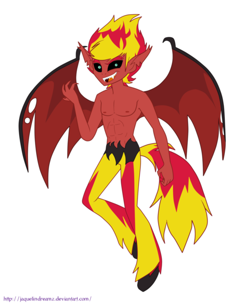 Size: 900x1111 | Tagged: safe, artist:jaquelindreamz, derpibooru import, sunset shimmer, demon, equestria girls, equestria girls (movie), abs, bare chest, clothes, equestria guys, male, partial nudity, rule 63, solo, sunset glare, sunset lucifer, sunset satan, topless