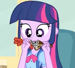 Size: 699x639 | Tagged: safe, artist:tiarawhy, derpibooru import, edit, screencap, twilight sparkle, equestria girls, equestria girls (movie), attack on titan, cropped, food, meat, omnivore twilight, ponies eating humans, ponies eating meat, solo