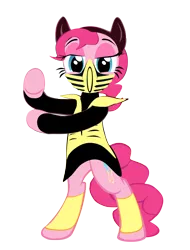 Size: 1252x1646 | Tagged: safe, artist:frostenstein, derpibooru import, pinkie pie, pony, bipedal, clothes, cosplay, costume, mortal kombat, scorpion (mortal kombat), simple background, solo, transparent background