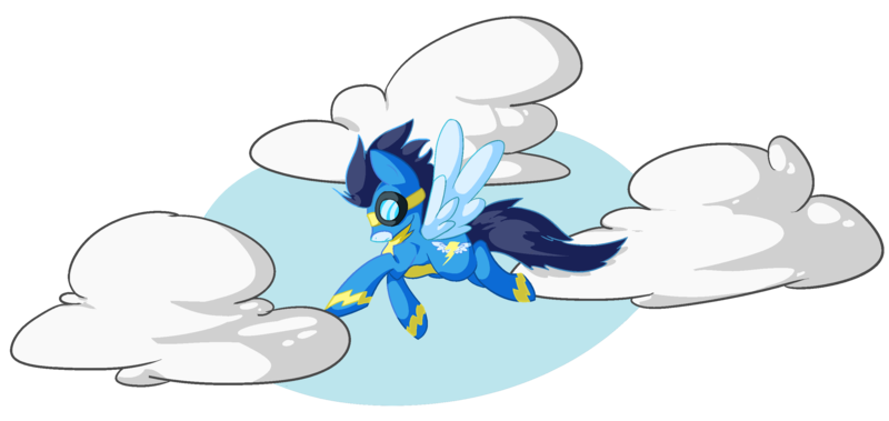 Size: 2862x1356 | Tagged: safe, artist:atomic-juice, derpibooru import, soarin', cloud, cloudy, flying, pixel art, solo