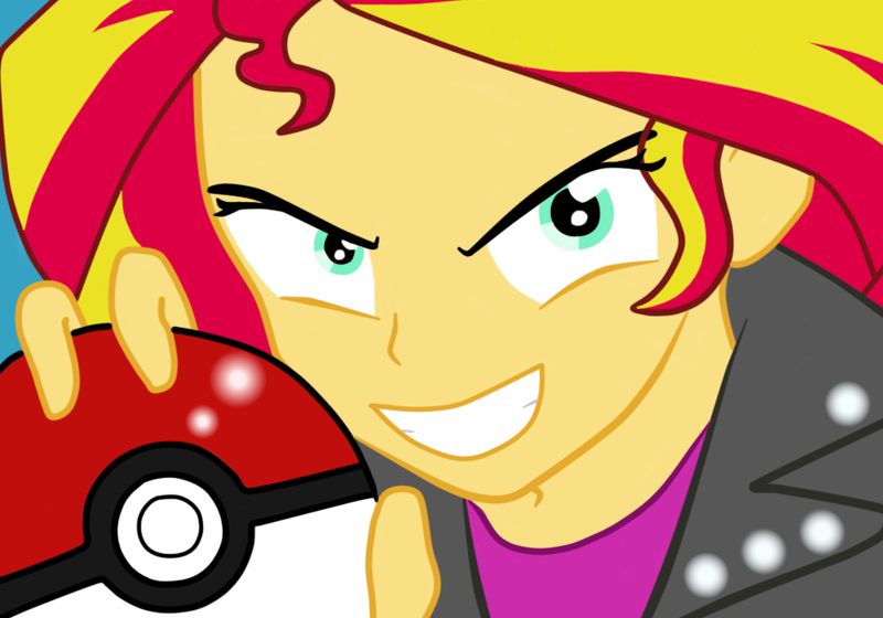 Size: 1249x874 | Tagged: safe, artist:kenchancake, derpibooru import, sunset shimmer, equestria girls, equestria girls (movie), pokéball, pokémon, solo, sunset motherfucking shimmer