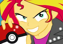 Size: 1249x874 | Tagged: safe, artist:kenchancake, derpibooru import, sunset shimmer, equestria girls, equestria girls (movie), pokéball, pokémon, solo, sunset motherfucking shimmer