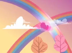 Size: 474x355 | Tagged: birth, born, derpibooru import, double rainbow, fetus, g3, g3.75, magic, once upon a my little pony time, over two rainbows, pink, rainbow, safe, silhouette, sweetie belle (g3), wat