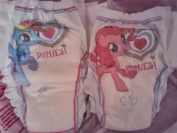 Size: 700x525 | Tagged: derpibooru import, diaper, irl, merchandise, photo, pinkie pie, pullup (diaper), rainbow dash, safe, walgreens