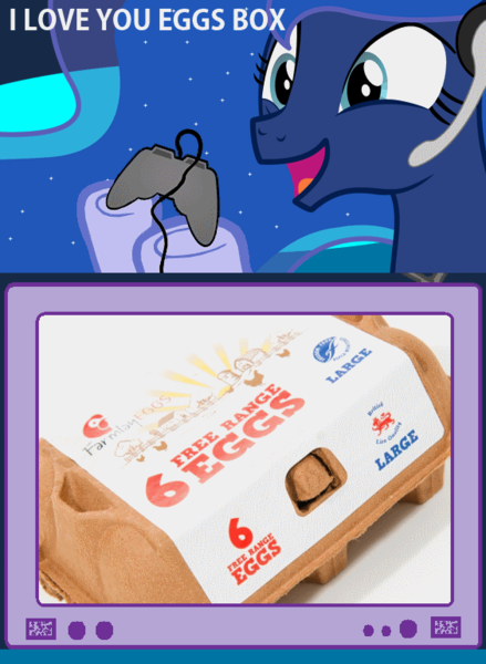 Size: 563x769 | Tagged: box, derpibooru import, egg (food), exploitable meme, food, gamer luna, gamer meme, meme, obligatory pony, princess luna, pun, safe, tv meme, xbox