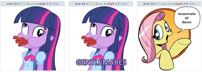 Size: 789x281 | Tagged: safe, derpibooru import, fluttershy, twilight sparkle, derpibooru, equestria girls, equestria girls (movie), bacon, bad advice fluttershy, exploitable meme, food, juxtaposition, juxtaposition win, meat, meme, meta, omnivore twilight