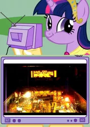 Size: 564x800 | Tagged: safe, derpibooru import, twilight sparkle, twilight sparkle (alicorn), alicorn, pony, exploitable meme, faic, female, mare, meme, obligatory pony, pinball, smirk, the twilight zone, tv meme, twiface, wrong neighborhood