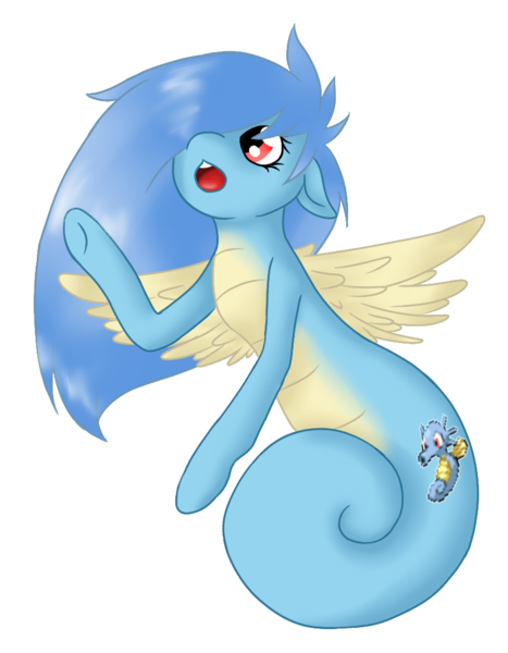 Size: 788x1013 | Tagged: safe, artist:mondlichtkatze, derpibooru import, ponified, horsea, merpony, pony, sea pony, seahorse, pokémon, solo