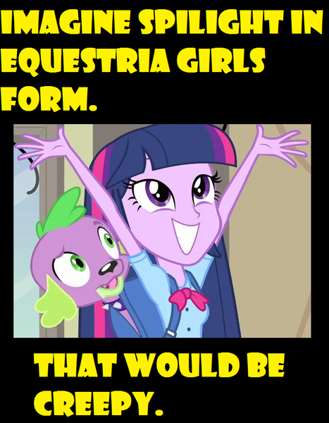 Size: 677x869 | Tagged: safe, derpibooru import, edit, edited screencap, screencap, spike, twilight sparkle, dog, equestria girls, equestria girls (movie), female, implied shipping, implied straight, implied twispike, male, spike the dog, straight, yellow words