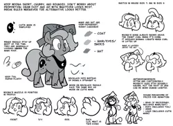 Size: 900x654 | Tagged: safe, artist:egophiliac, derpibooru import, princess luna, pony, moonstuck, cartographer's cap, female, filly, grayscale, hat, monochrome, reference sheet, tutorial, woona, woonoggles, younger